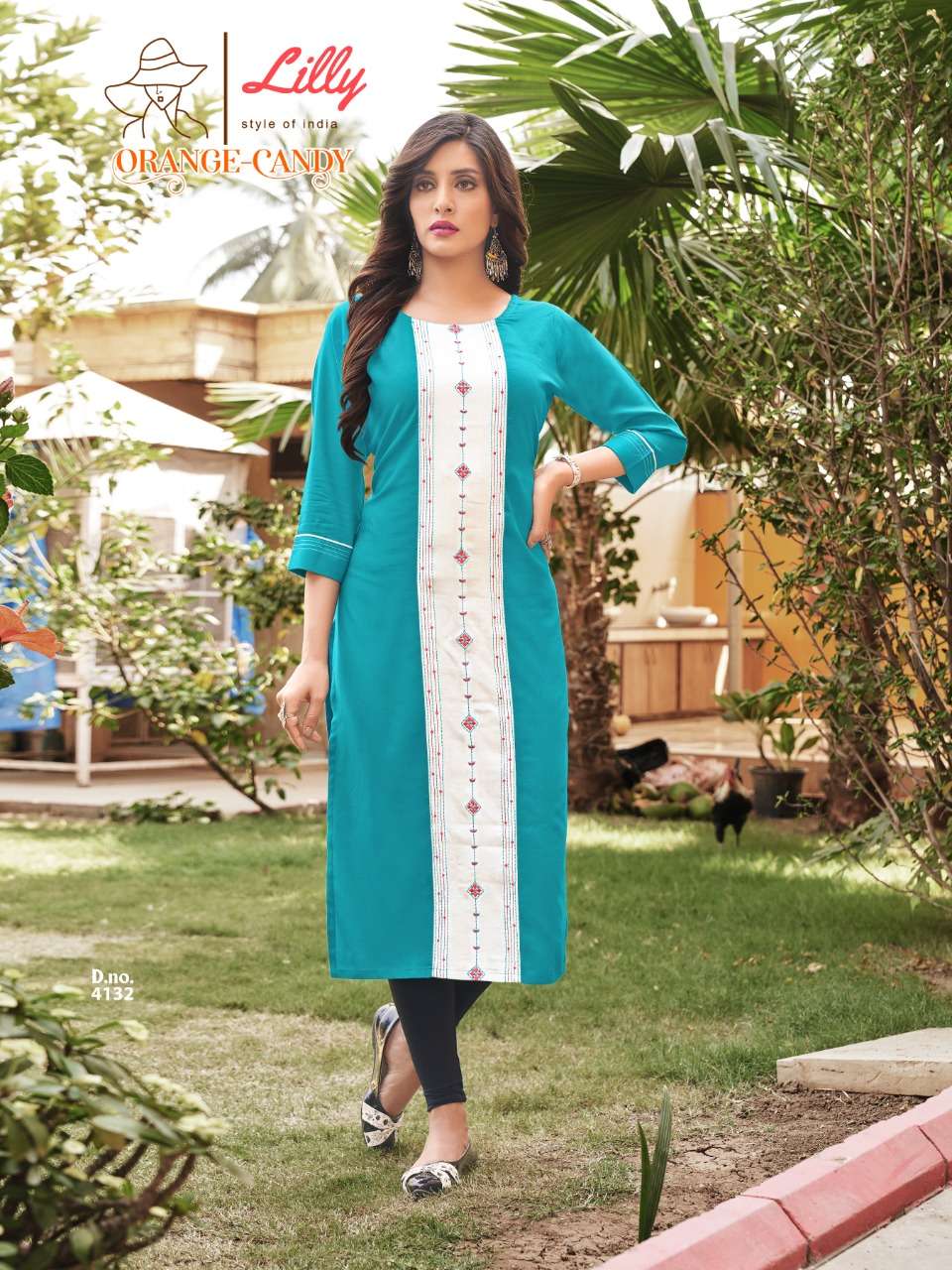 ORANGE CANDY BY LILLY 4128 TO 4133 SERIES DESIGNER STYLISH FANCY COLORFUL BEAUTIFUL PARTY WEAR & ETHNIC WEAR COLLECTION RAYON EMBROIDERY KURTIS AT WHOLESALE PRICE