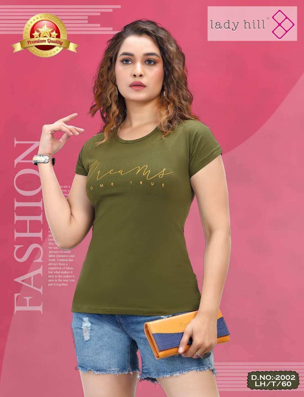 LADY HILL VOL-60 BY LADY HILL 2002-A TO 2002-H SERIES BEAUTIFUL COLORFUL STYLISH FANCY CASUAL WEAR & READY TO WEAR COTTON HOSIERY TOPS AT WHOLESALE PRICE