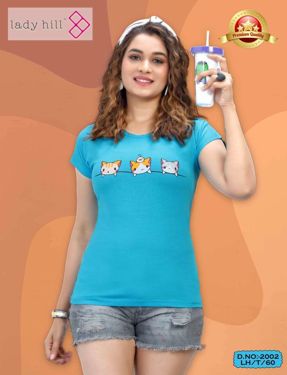 LADY HILL VOL-60 BY LADY HILL 2002-A TO 2002-H SERIES BEAUTIFUL COLORFUL STYLISH FANCY CASUAL WEAR & READY TO WEAR COTTON HOSIERY TOPS AT WHOLESALE PRICE