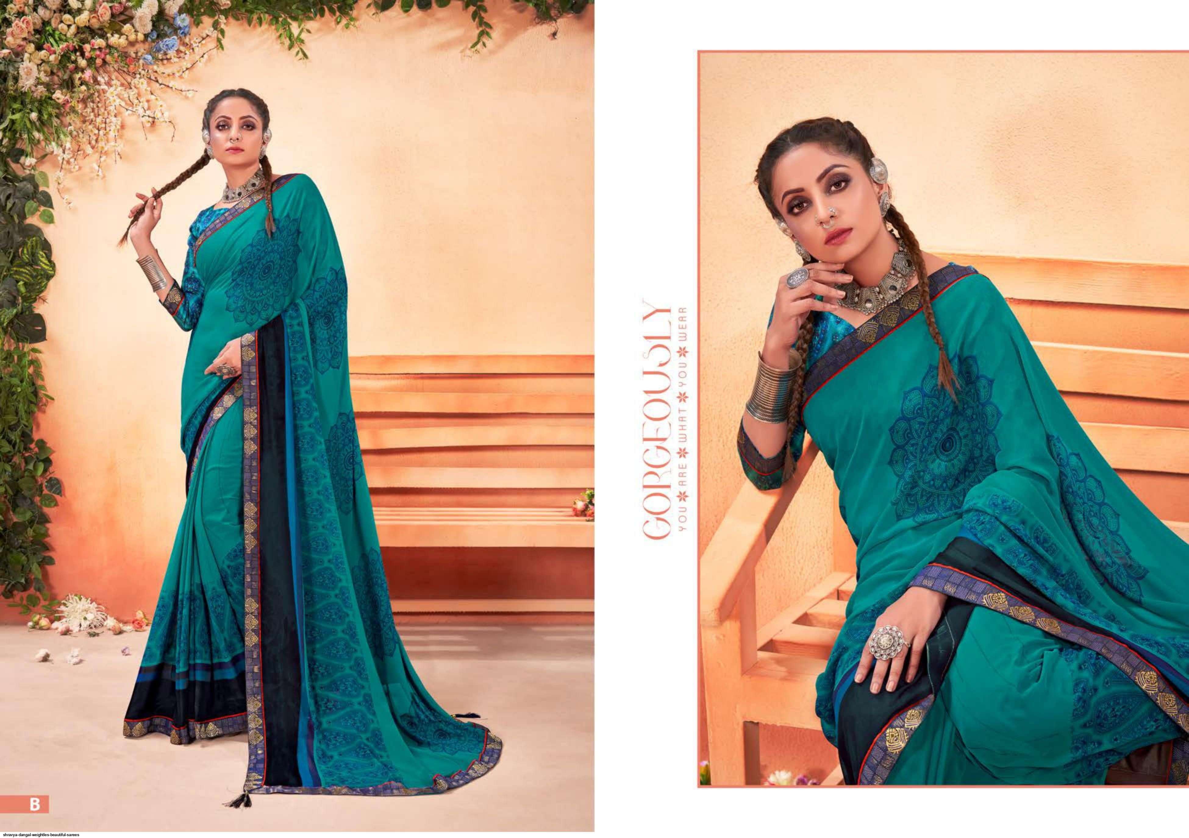 DANGAL BY SHRAVYA FASHION A TO H SERIES INDIAN TRADITIONAL WEAR COLLECTION BEAUTIFUL STYLISH FANCY COLORFUL PARTY WEAR & OCCASIONAL WEAR WEIGHTLESS PRINT SAREES AT WHOLESALE PRICE