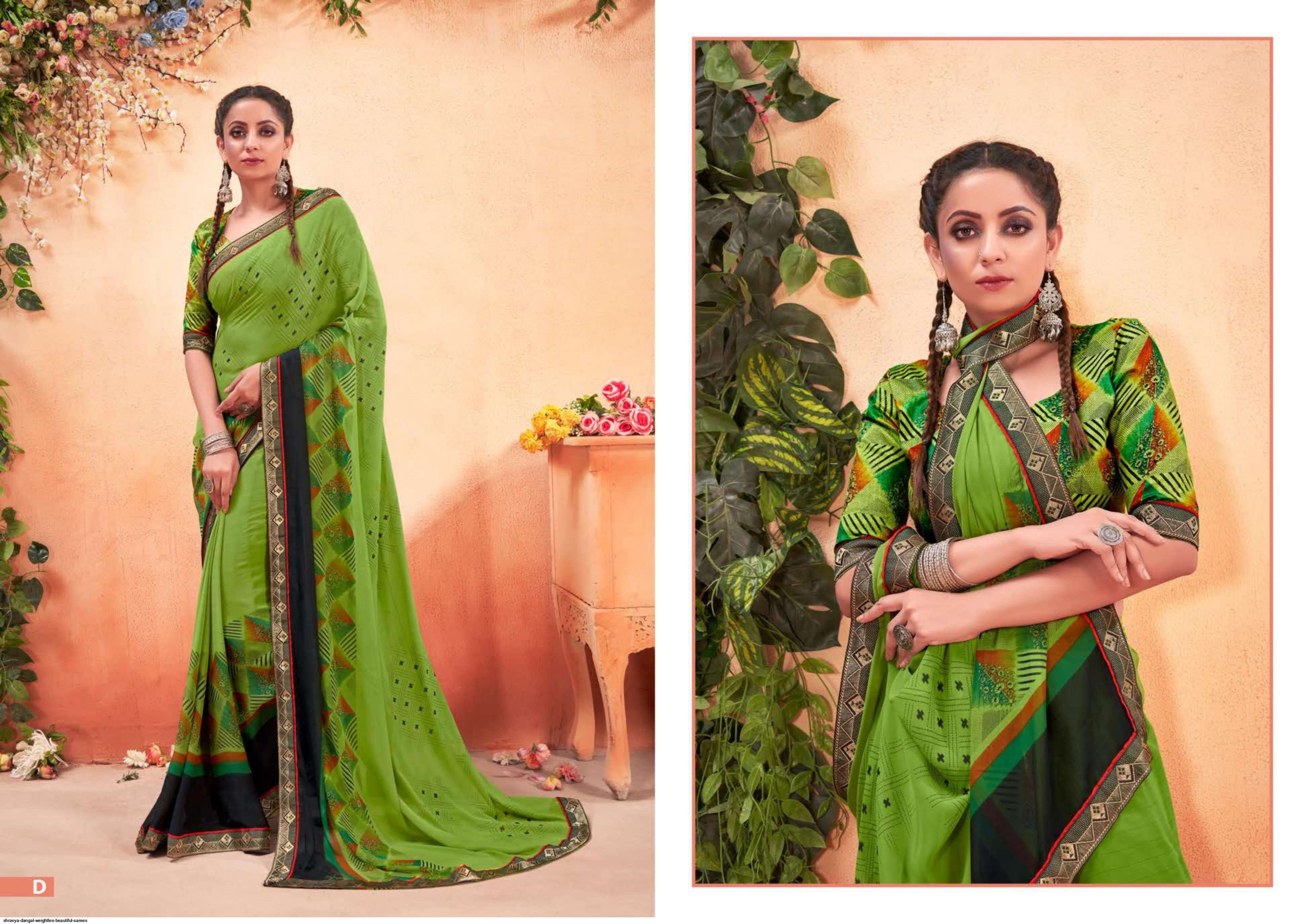DANGAL BY SHRAVYA FASHION A TO H SERIES INDIAN TRADITIONAL WEAR COLLECTION BEAUTIFUL STYLISH FANCY COLORFUL PARTY WEAR & OCCASIONAL WEAR WEIGHTLESS PRINT SAREES AT WHOLESALE PRICE