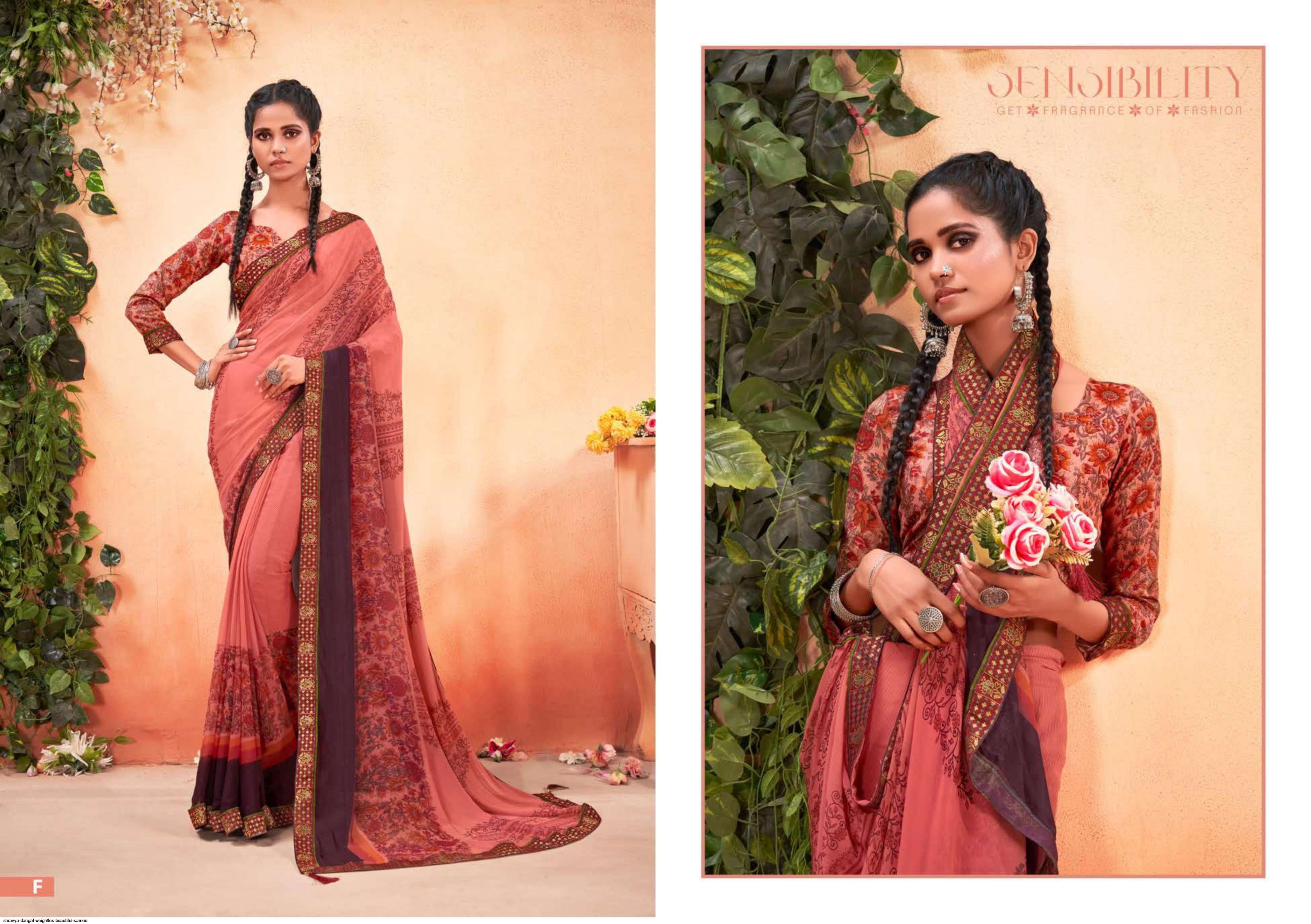 DANGAL BY SHRAVYA FASHION A TO H SERIES INDIAN TRADITIONAL WEAR COLLECTION BEAUTIFUL STYLISH FANCY COLORFUL PARTY WEAR & OCCASIONAL WEAR WEIGHTLESS PRINT SAREES AT WHOLESALE PRICE