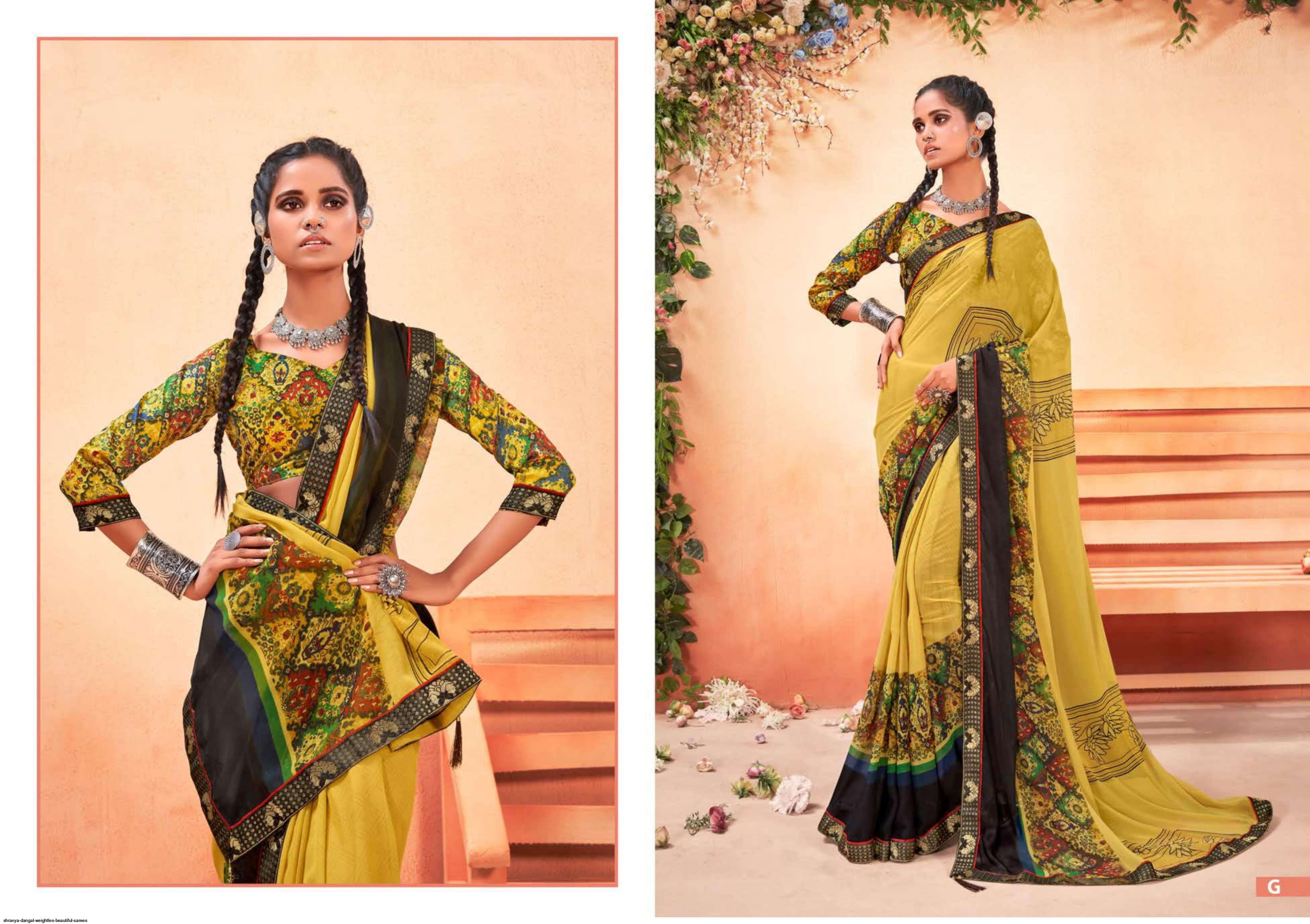 DANGAL BY SHRAVYA FASHION A TO H SERIES INDIAN TRADITIONAL WEAR COLLECTION BEAUTIFUL STYLISH FANCY COLORFUL PARTY WEAR & OCCASIONAL WEAR WEIGHTLESS PRINT SAREES AT WHOLESALE PRICE