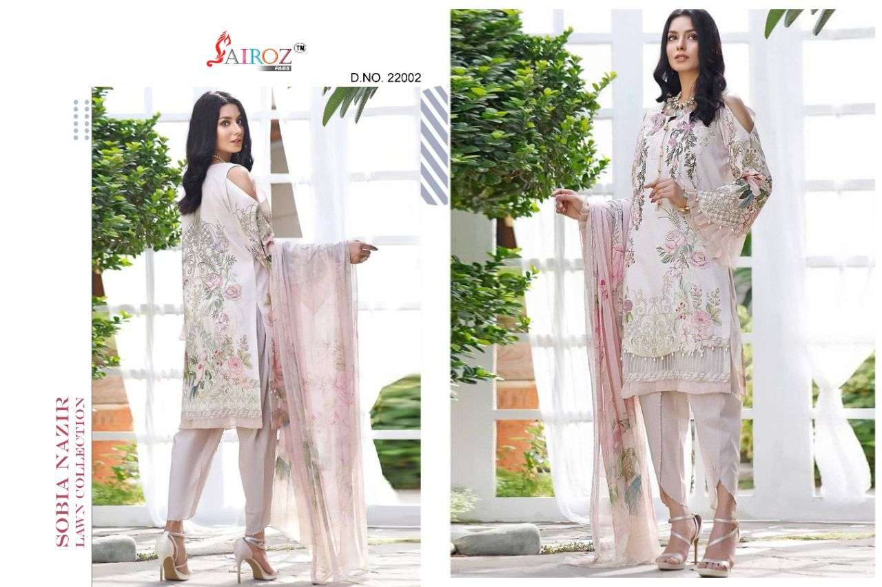 SOBIA NAZIR LAWN COLLECTION BY SAIROZ FABS 22001 TO 22003 SERIES PAKISTANI SUITS BEAUTIFUL FANCY COLORFUL STYLISH PARTY WEAR & OCCASIONAL WEAR PURE COTTON DIGITAL PRINT DRESSES AT WHOLESALE PRICE