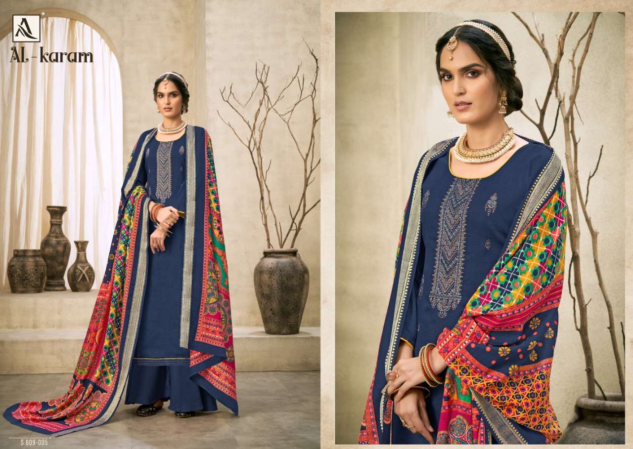 AL-KARAM BY ALOK SUITS 809-001 TO 809-010 SERIES BEAUTIFUL SUITS COLORFUL STYLISH FANCY CASUAL WEAR & ETHNIC WEAR PURE JAM COTTON PRINT EMBROIDERED DRESSES AT WHOLESALE PRICE
