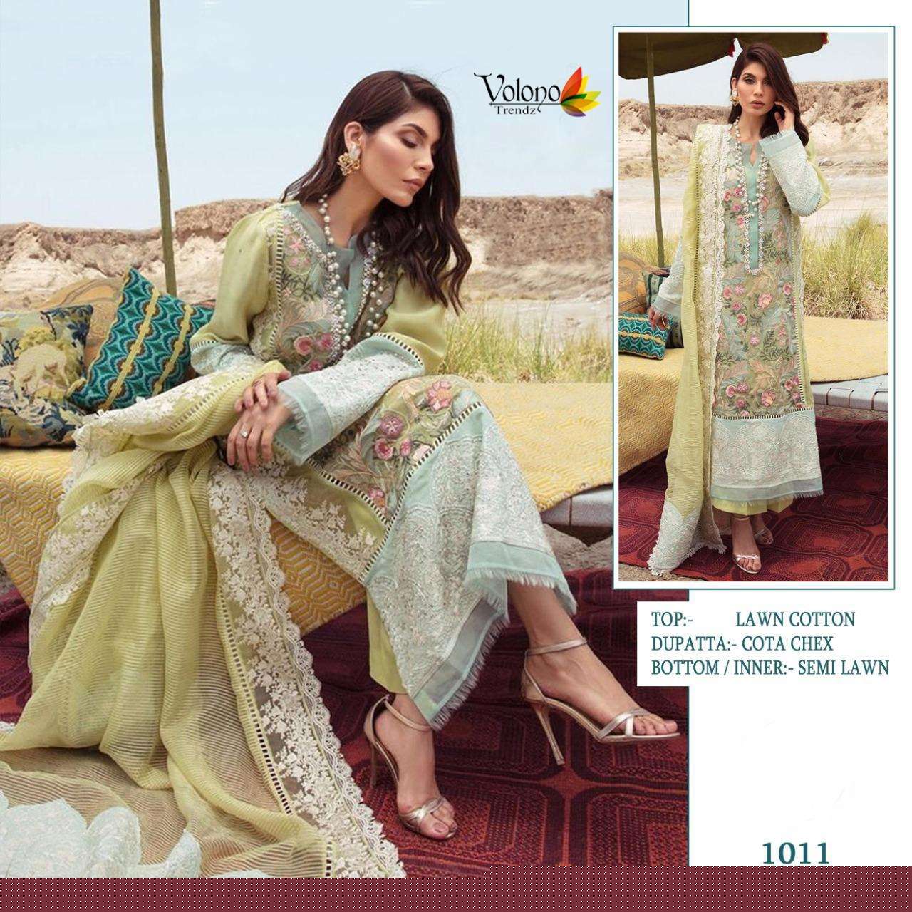 CRIMSON PREMIUM LAWN COLLECTION VOL-2 BY VOLONO TRENDZ 1011 TO 1012 SERIES DESIGNER PAKISTANI SUITS BEAUTIFUL FANCY COLORFUL STYLISH PARTY WEAR & OCCASIONAL WEAR PURE COTTON WITH EMBROIDERY DRESSES AT WHOLESALE PRICE