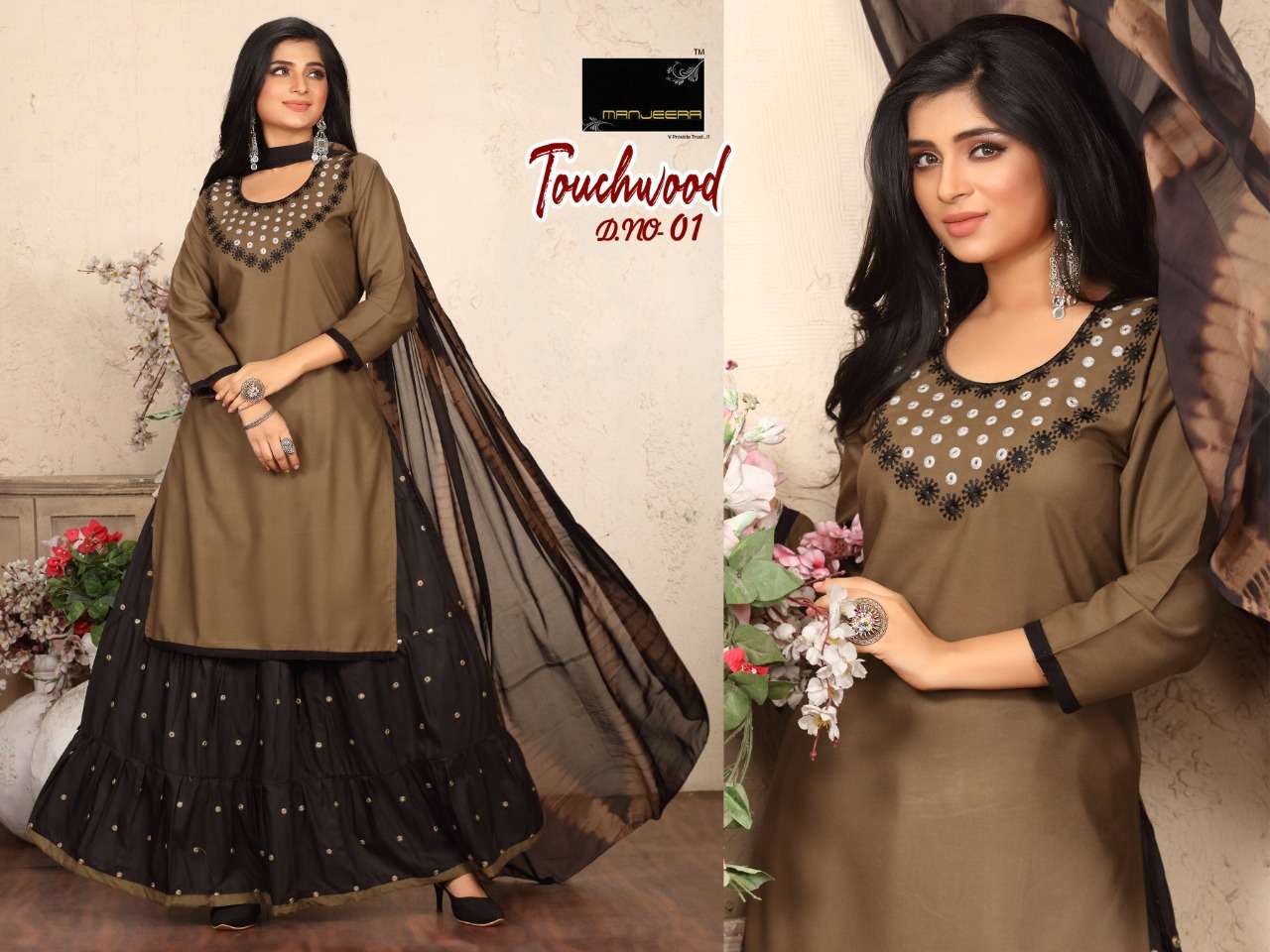 TOUCHWOOD BY MANJEERA 01 TO 08 SERIES BEAUTIFUL SUITS COLORFUL STYLISH FANCY CASUAL WEAR & ETHNIC WEAR RAYON DRESSES AT WHOLESALE PRICE