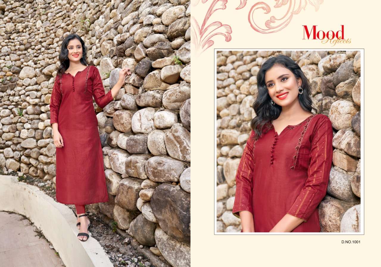 SIMRAN BY SELESTA 1001 TO 1005 SERIES DESIGNER STYLISH FANCY COLORFUL BEAUTIFUL PARTY WEAR & ETHNIC WEAR COLLECTION HEAVY CHANDERI KURTIS AT WHOLESALE PRICE