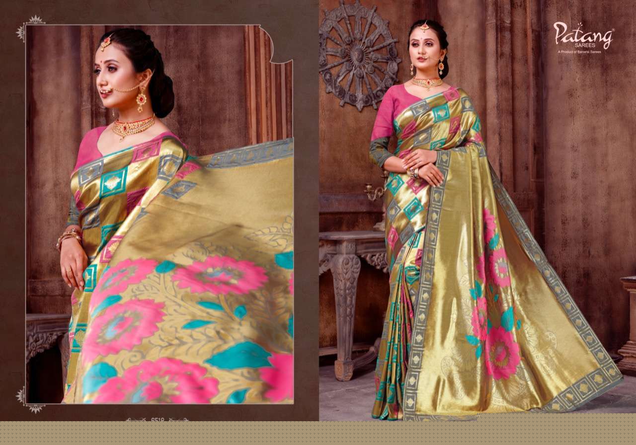 PANCHKANYA BY PATANG SAREES 6511 TO 6519 SERIES INDIAN TRADITIONAL WEAR COLLECTION BEAUTIFUL STYLISH FANCY COLORFUL PARTY WEAR & OCCASIONAL WEAR PURE JARI SAREES AT WHOLESALE PRICE