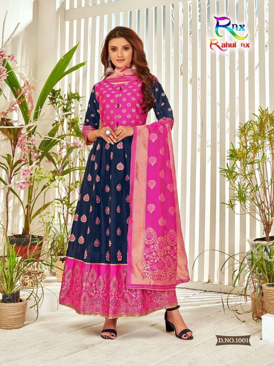 MINAKARI BY RAHUL NX 1001 TO 1008 SERIES BEAUTIFUL STYLISH FANCY COLORFUL CASUAL WEAR & ETHNIC WEAR BANARASI SILK GOWNS WITH DUPATTA AT WHOLESALE PRICE