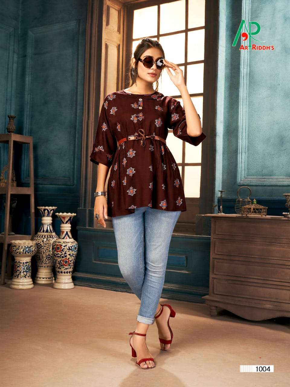 PIGMENT BY ART RIDDHS 1001 TO 1007 SERIES BEAUTIFUL STYLISH FANCY COLORFUL CASUAL WEAR & ETHNIC WEAR RAYON PRINT TOPS AT WHOLESALE PRICE
