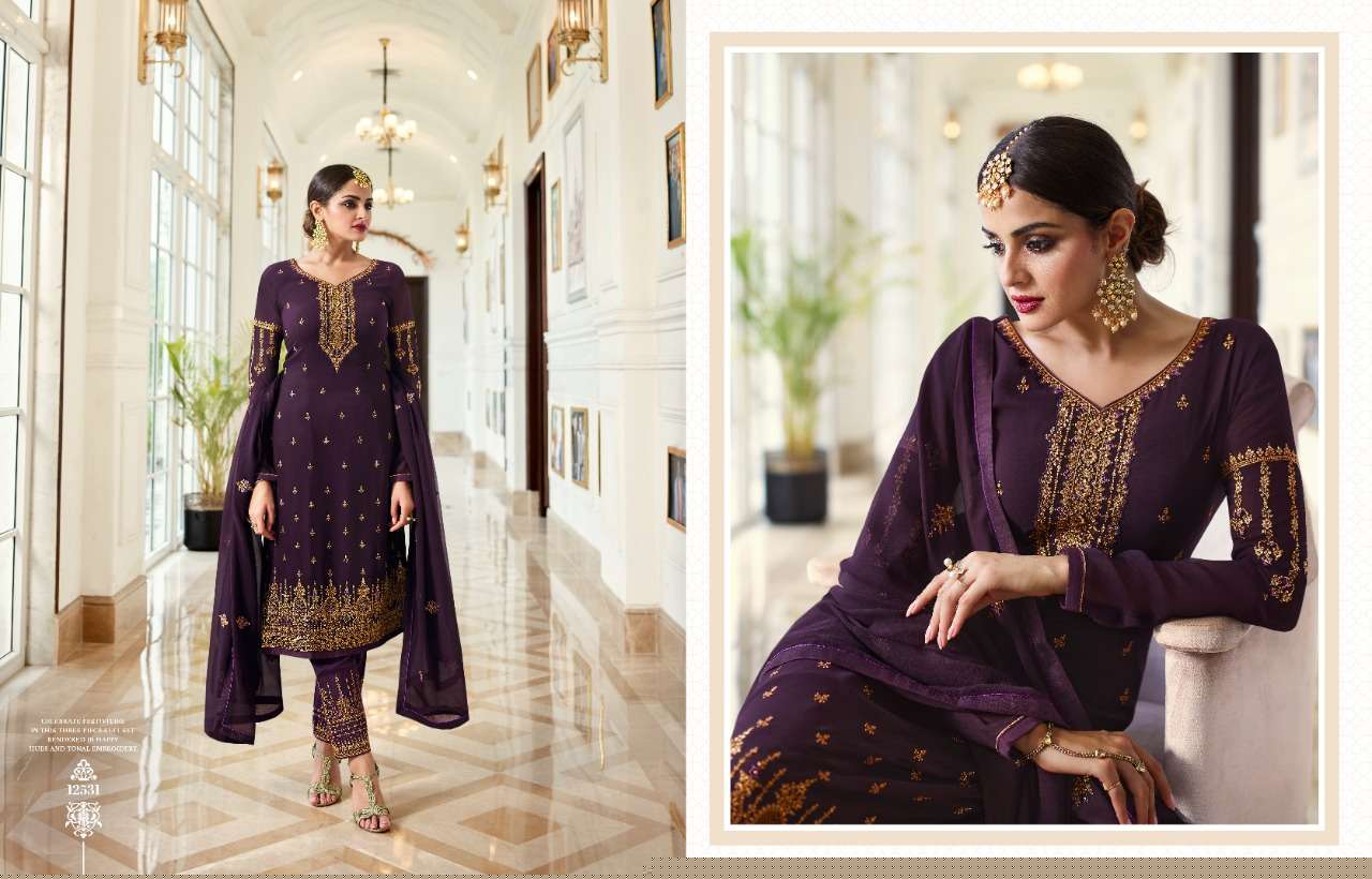 ZISA VOL-68 BY MEERA TRENDZ 12531 TO 12536 SERIES BEAUTIFUL STYLISH SUITS FANCY COLORFUL CASUAL WEAR & ETHNIC WEAR & READY TO WEAR GEORGETTE WITH EMBROIDERY DRESSES AT WHOLESALE PRICE