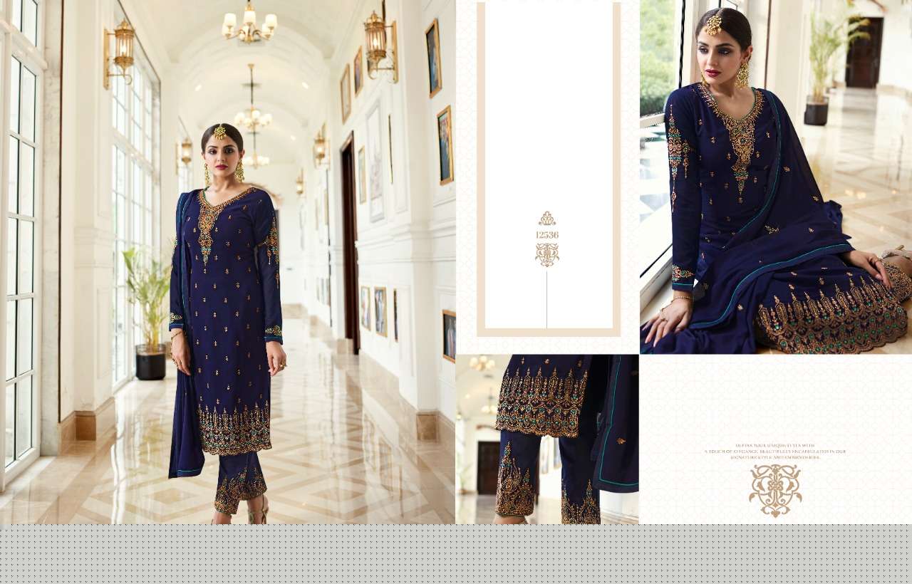 ZISA VOL-68 BY MEERA TRENDZ 12531 TO 12536 SERIES BEAUTIFUL STYLISH SUITS FANCY COLORFUL CASUAL WEAR & ETHNIC WEAR & READY TO WEAR GEORGETTE WITH EMBROIDERY DRESSES AT WHOLESALE PRICE
