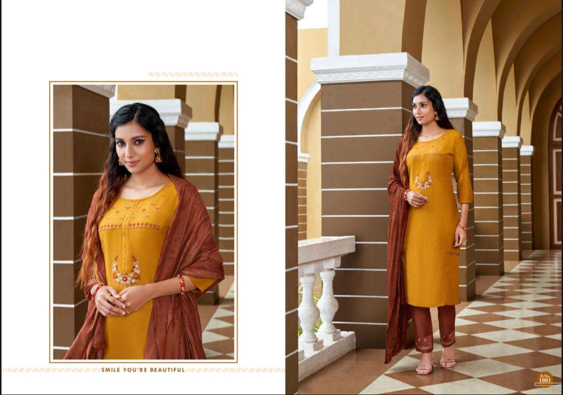 GRAND BY AMAAYA GARMENTS 1001 TO 1006 SERIES BEAUTIFUL SUITS COLORFUL STYLISH FANCY CASUAL WEAR & ETHNIC WEAR CHINNON SILK EMBROIDERED DRESSES AT WHOLESALE PRICE