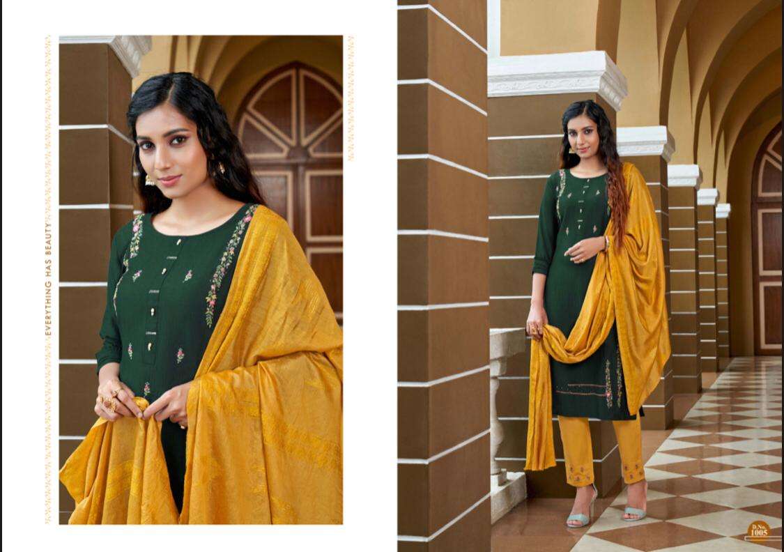 GRAND BY AMAAYA GARMENTS 1001 TO 1006 SERIES BEAUTIFUL SUITS COLORFUL STYLISH FANCY CASUAL WEAR & ETHNIC WEAR CHINNON SILK EMBROIDERED DRESSES AT WHOLESALE PRICE
