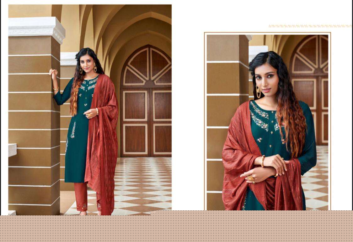 GRAND BY AMAAYA GARMENTS 1001 TO 1006 SERIES BEAUTIFUL SUITS COLORFUL STYLISH FANCY CASUAL WEAR & ETHNIC WEAR CHINNON SILK EMBROIDERED DRESSES AT WHOLESALE PRICE