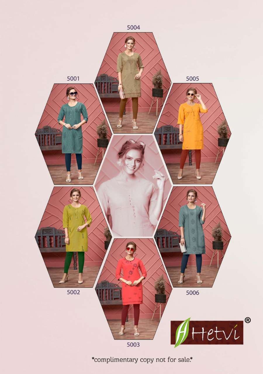 LEENA BY HETVI 5001 TO 5006 SERIES DESIGNER STYLISH FANCY COLORFUL BEAUTIFUL PARTY WEAR & ETHNIC WEAR COLLECTION RAYON PRINT KURTIS AT WHOLESALE PRICE