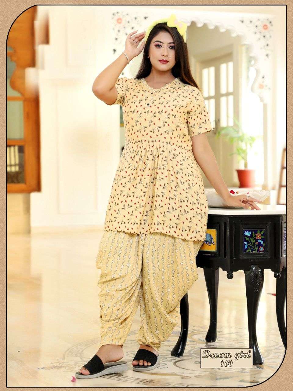 DREAM GIRL VOL-2 BY KAAMIRI 101 TO 106 SERIES BEAUTIFUL STYLISH COLORFUL FANCY PARTY WEAR & ETHNIC WEAR & READY TO WEAR RAYON NIGHT SUITS AT WHOLESALE PRICE