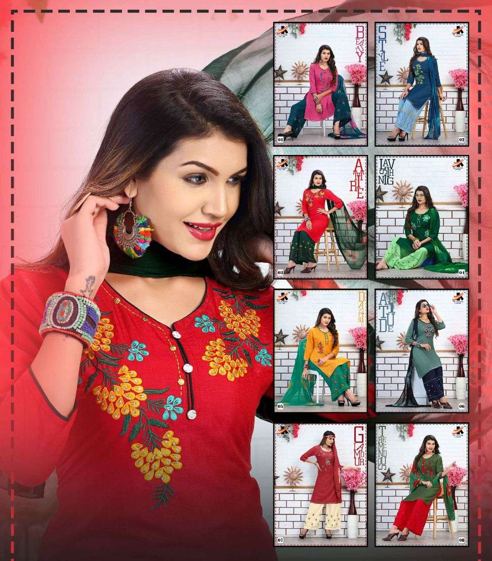 ROYAL QUEEN BY THE FASHION STUDIO 01 TO 08 SERIES BEAUTIFUL SUITS COLORFUL STYLISH FANCY CASUAL WEAR & ETHNIC WEAR HEAVY RAYON EMBROIDERED DRESSES AT WHOLESALE PRICE