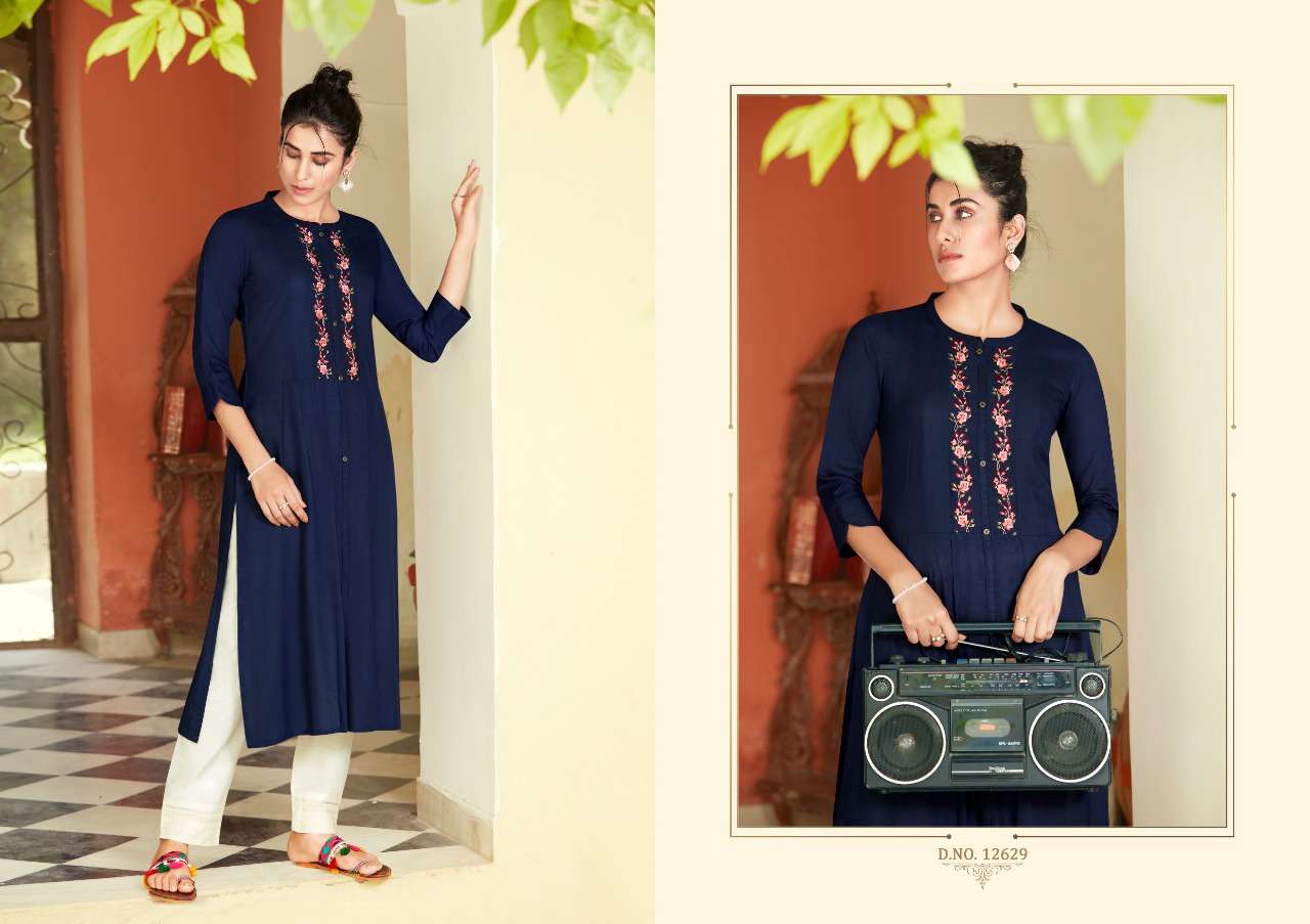 NAIROBI BY KIVI 12629 TO 12636 SERIES DESIGNER STYLISH FANCY COLORFUL BEAUTIFUL PARTY WEAR & ETHNIC WEAR COLLECTION RAYON EMBROIDERY KURTIS AT WHOLESALE PRICE