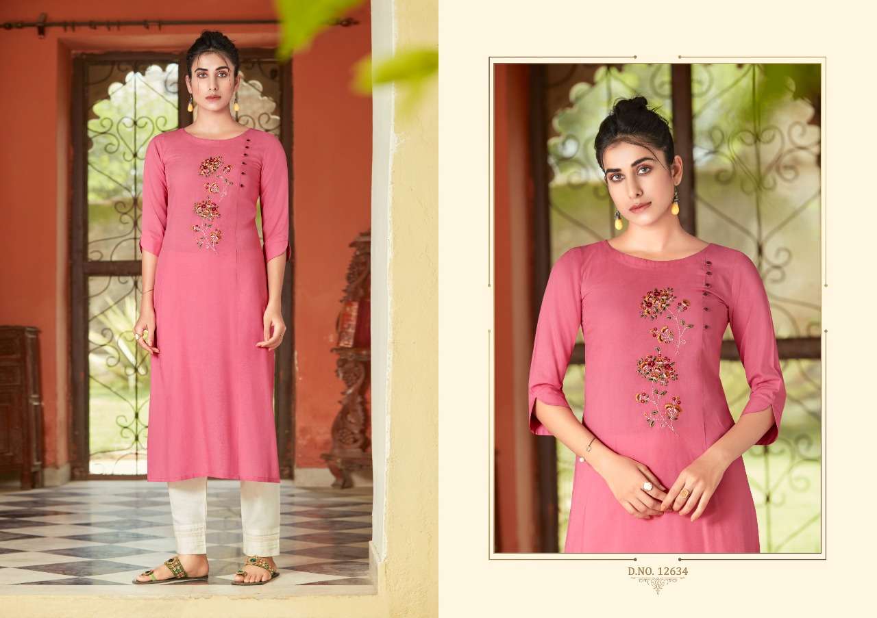 NAIROBI BY KIVI 12629 TO 12636 SERIES DESIGNER STYLISH FANCY COLORFUL BEAUTIFUL PARTY WEAR & ETHNIC WEAR COLLECTION RAYON EMBROIDERY KURTIS AT WHOLESALE PRICE