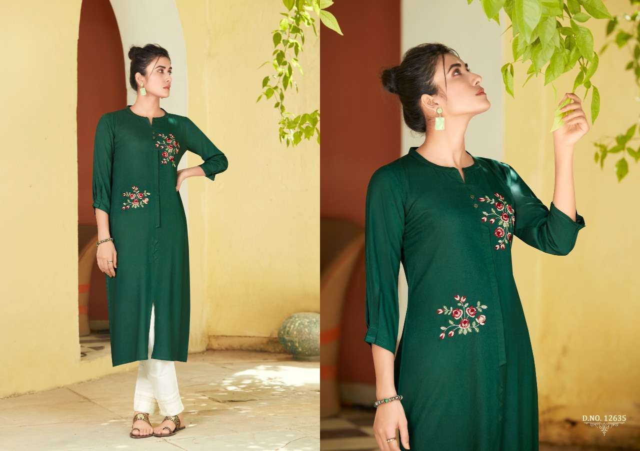NAIROBI BY KIVI 12629 TO 12636 SERIES DESIGNER STYLISH FANCY COLORFUL BEAUTIFUL PARTY WEAR & ETHNIC WEAR COLLECTION RAYON EMBROIDERY KURTIS AT WHOLESALE PRICE