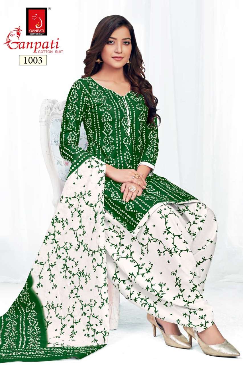 BANDHANI COLOURS BY GANPATI COTTON SUIT 1001 TO 1006 SERIES BEAUTIFUL SUITS COLORFUL STYLISH FANCY CASUAL WEAR & ETHNIC WEAR PURE COTTON DRESSES AT WHOLESALE PRICE