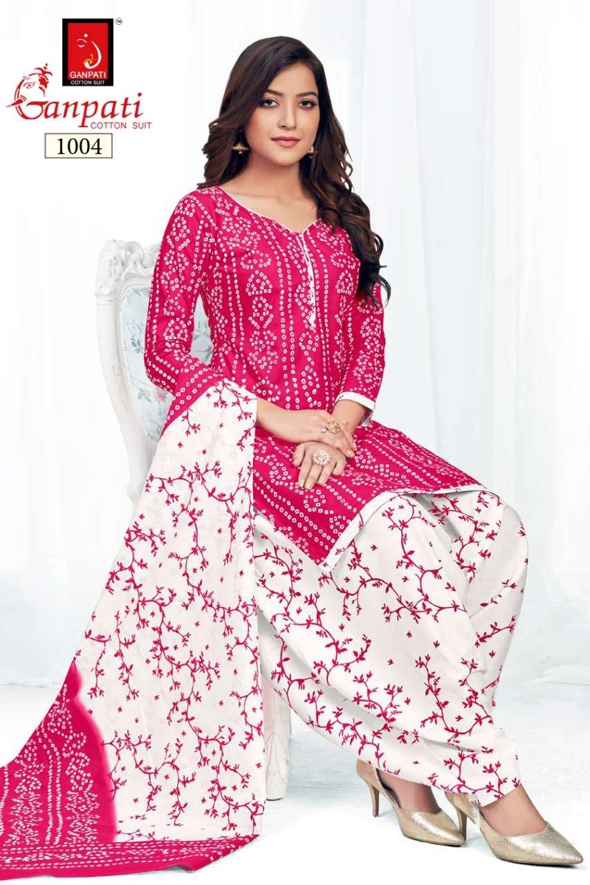 BANDHANI COLOURS BY GANPATI COTTON SUIT 1001 TO 1006 SERIES BEAUTIFUL SUITS COLORFUL STYLISH FANCY CASUAL WEAR & ETHNIC WEAR PURE COTTON DRESSES AT WHOLESALE PRICE