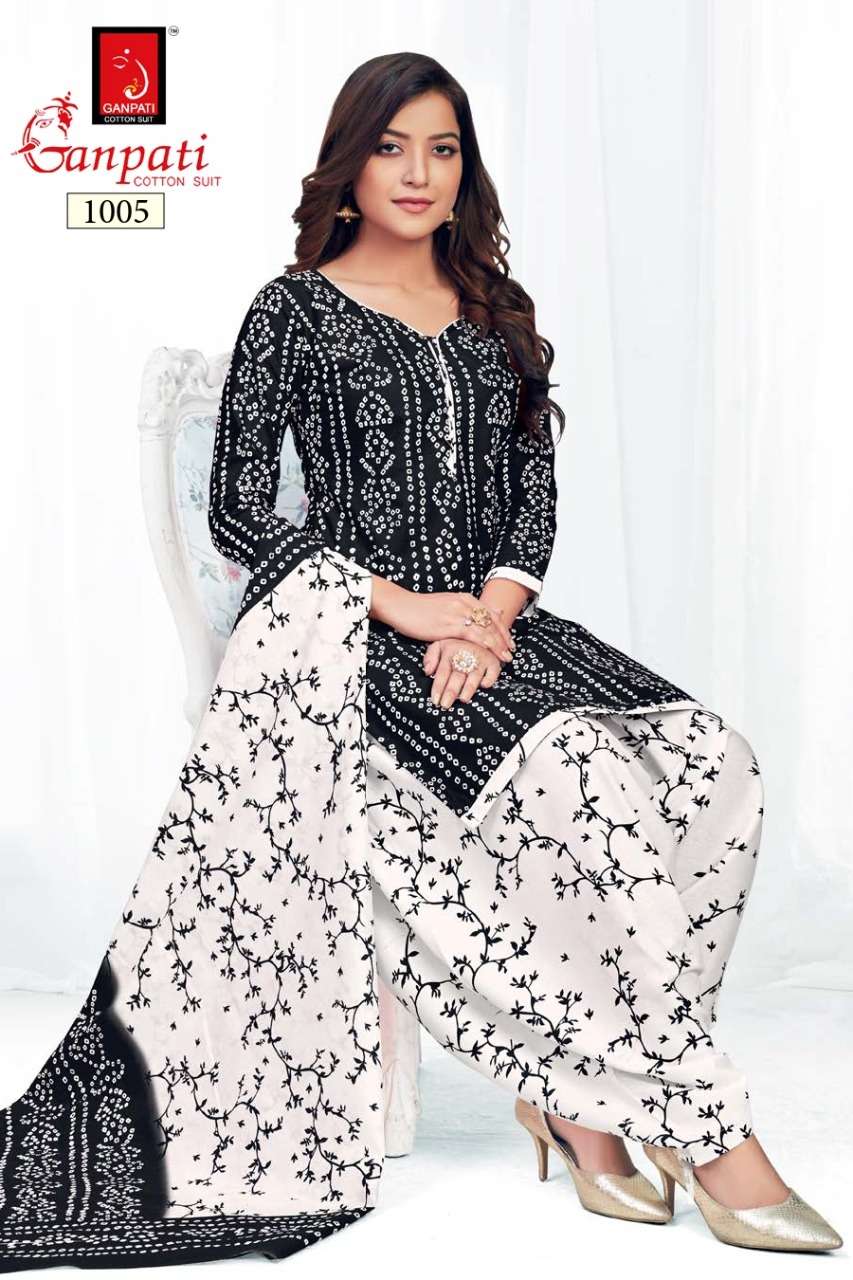 BANDHANI COLOURS BY GANPATI COTTON SUIT 1001 TO 1006 SERIES BEAUTIFUL SUITS COLORFUL STYLISH FANCY CASUAL WEAR & ETHNIC WEAR PURE COTTON DRESSES AT WHOLESALE PRICE