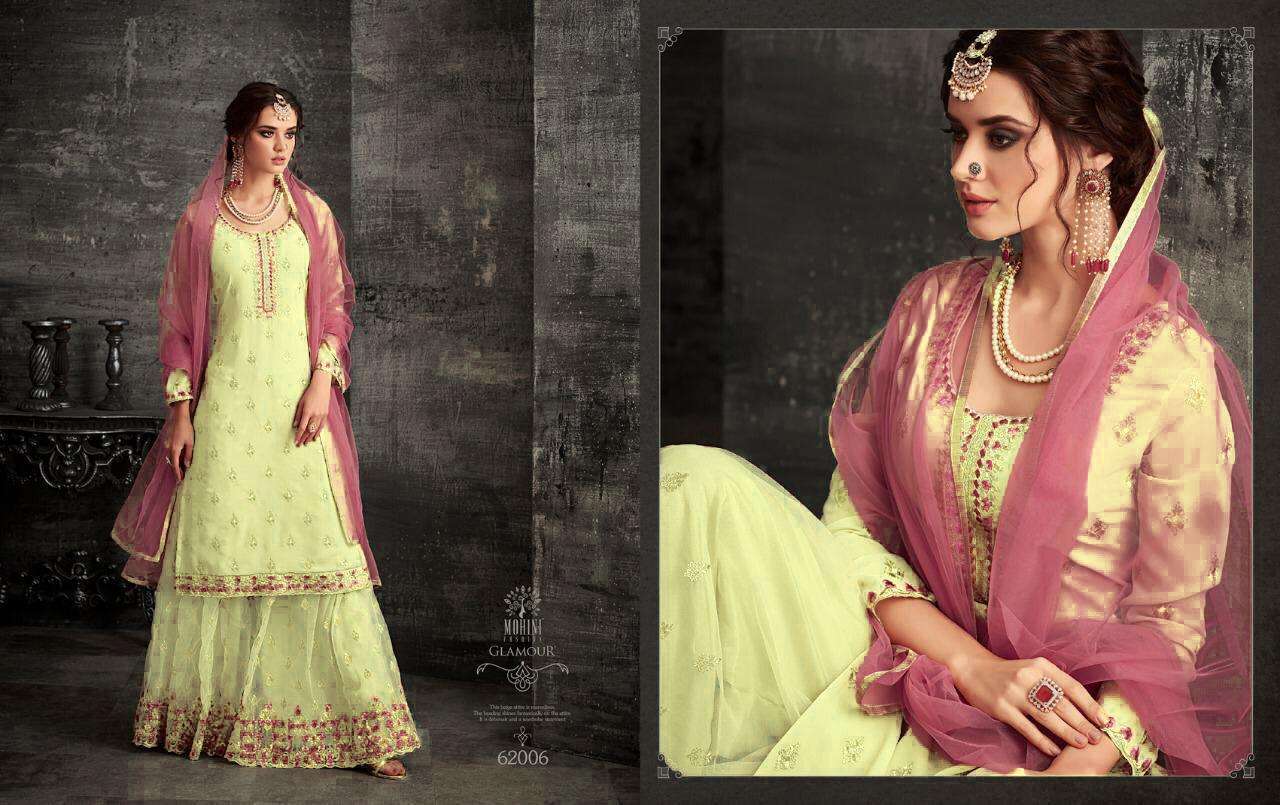 MOHINI HIT DESIGN 62006 BY MOHINI FASHION BEAUTIFUL STYLISH SHARARA SUITS FANCY COLORFUL CASUAL WEAR & ETHNIC WEAR & READY TO WEAR HEAVY GEORGETTE EMBROIDERED DRESSES AT WHOLESALE PRICE