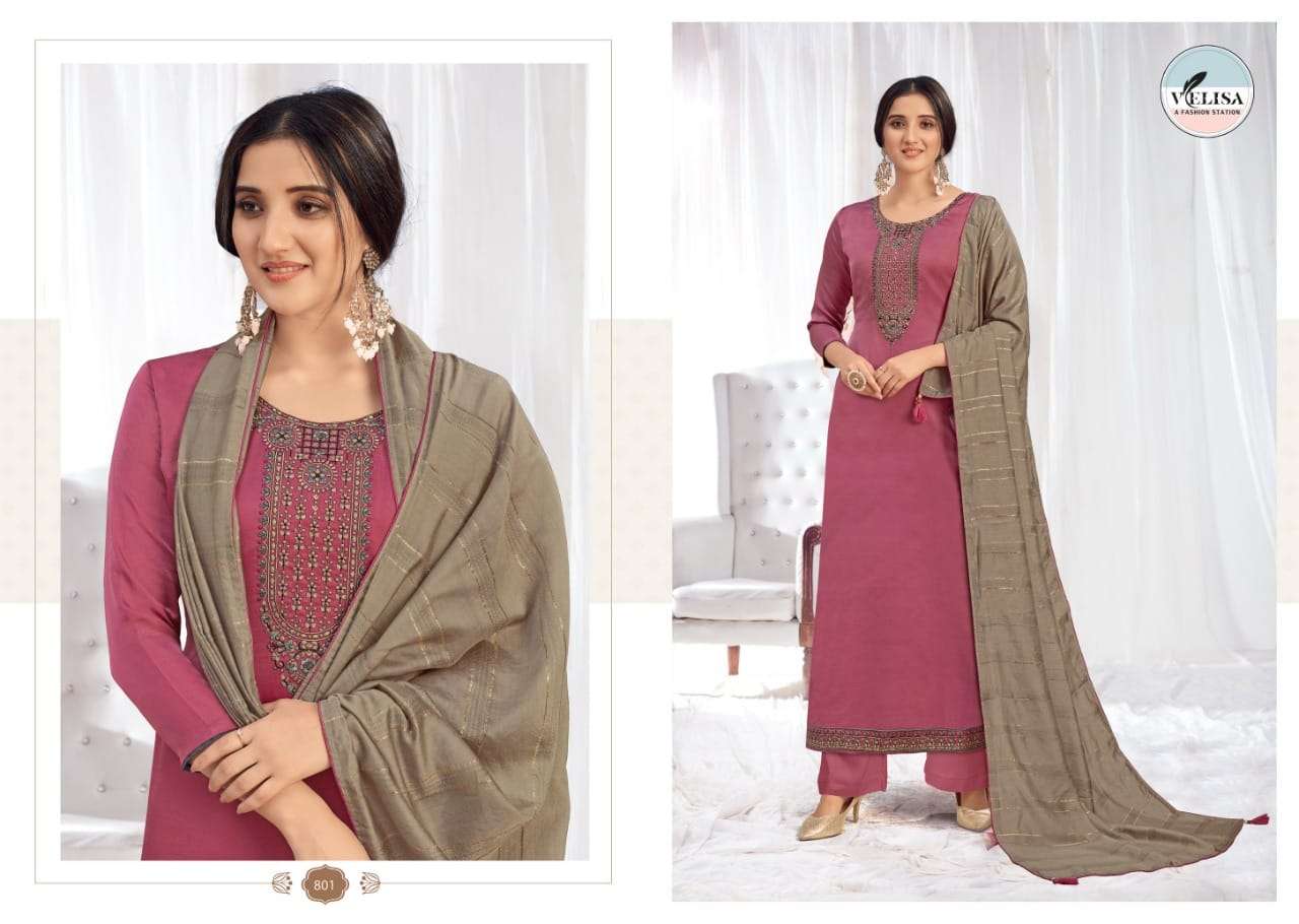 NORA BY VENISHA 801 TO 804 SERIES BEAUTIFUL SUITS COLORFUL STYLISH FANCY CASUAL WEAR & ETHNIC WEAR SILK LINEN SATIN EMBROIDERED DRESSES AT WHOLESALE PRICE