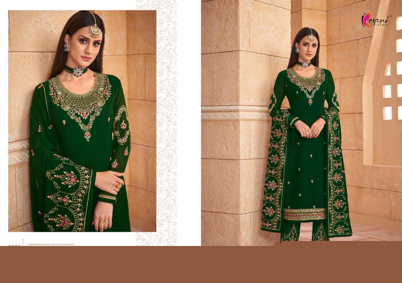 HAYAT VOL-1 BY KESARI TRENDZ 5001 TO 5005 SERIES BEAUTIFUL WINTER COLLECTION SUITS STYLISH FANCY COLORFUL CASUAL WEAR & ETHNIC WEAR HEAVY GEORGETTE EMBROIDERED DRESSES AT WHOLESALE PRICE