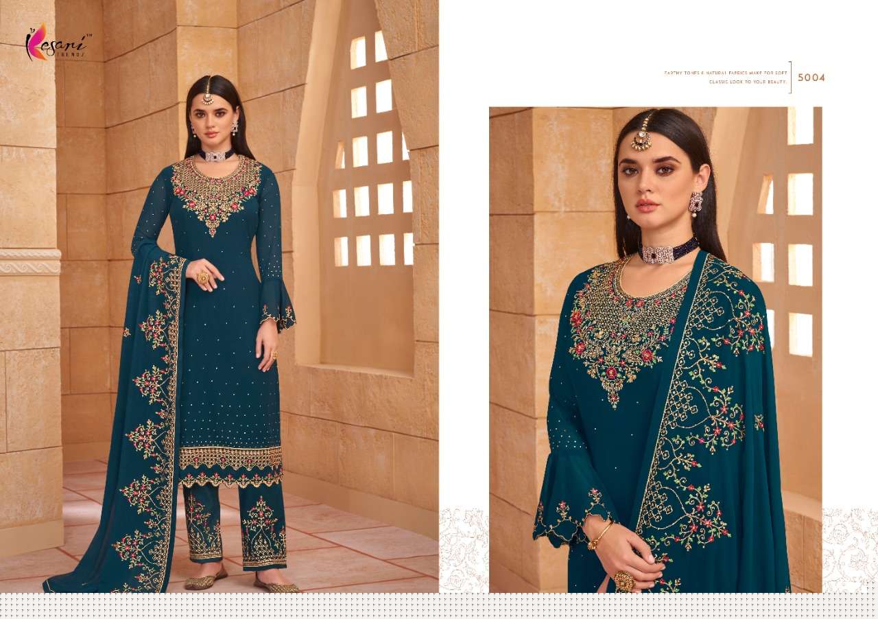 HAYAT VOL-1 BY KESARI TRENDZ 5001 TO 5005 SERIES BEAUTIFUL WINTER COLLECTION SUITS STYLISH FANCY COLORFUL CASUAL WEAR & ETHNIC WEAR HEAVY GEORGETTE EMBROIDERED DRESSES AT WHOLESALE PRICE