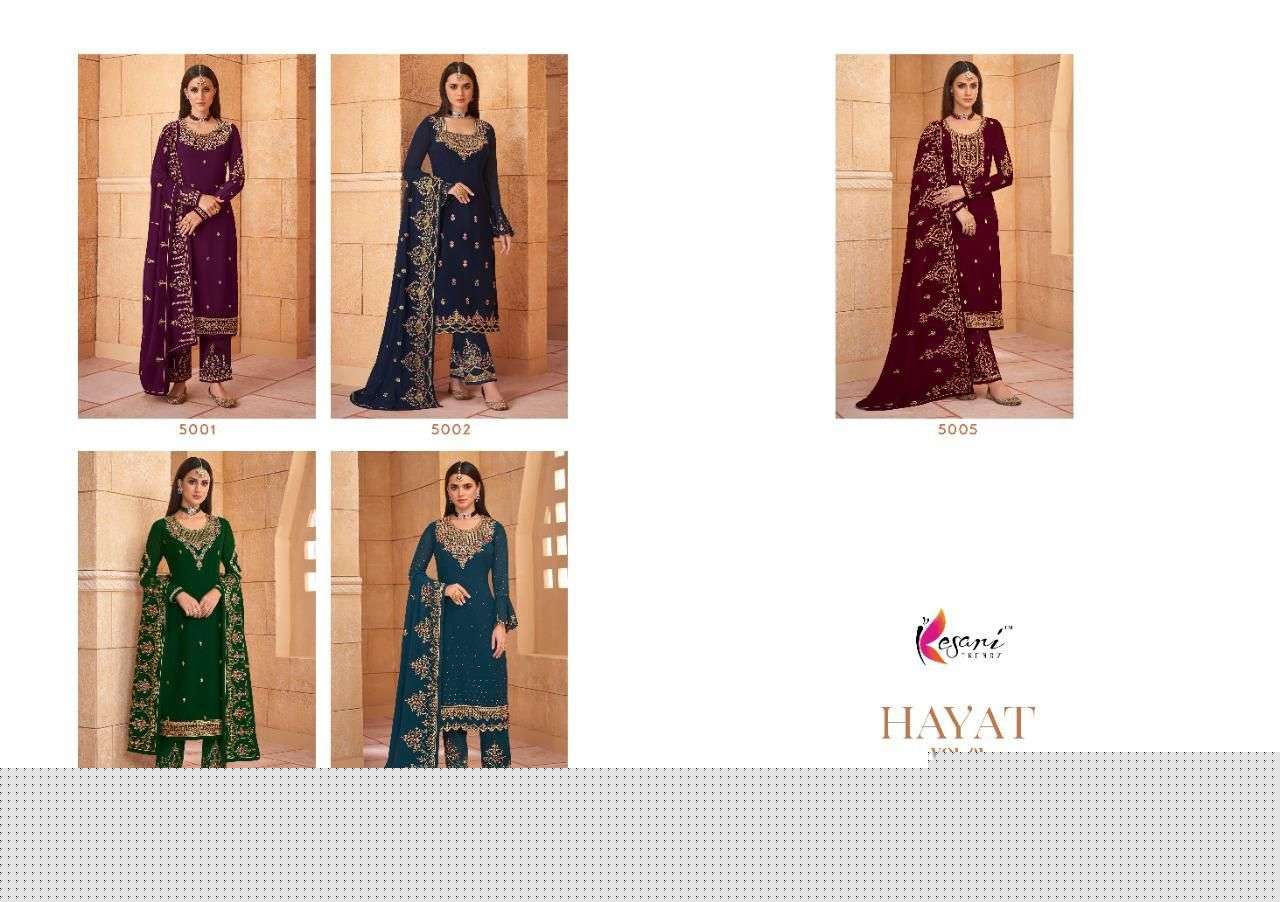 HAYAT VOL-1 BY KESARI TRENDZ 5001 TO 5005 SERIES BEAUTIFUL WINTER COLLECTION SUITS STYLISH FANCY COLORFUL CASUAL WEAR & ETHNIC WEAR HEAVY GEORGETTE EMBROIDERED DRESSES AT WHOLESALE PRICE