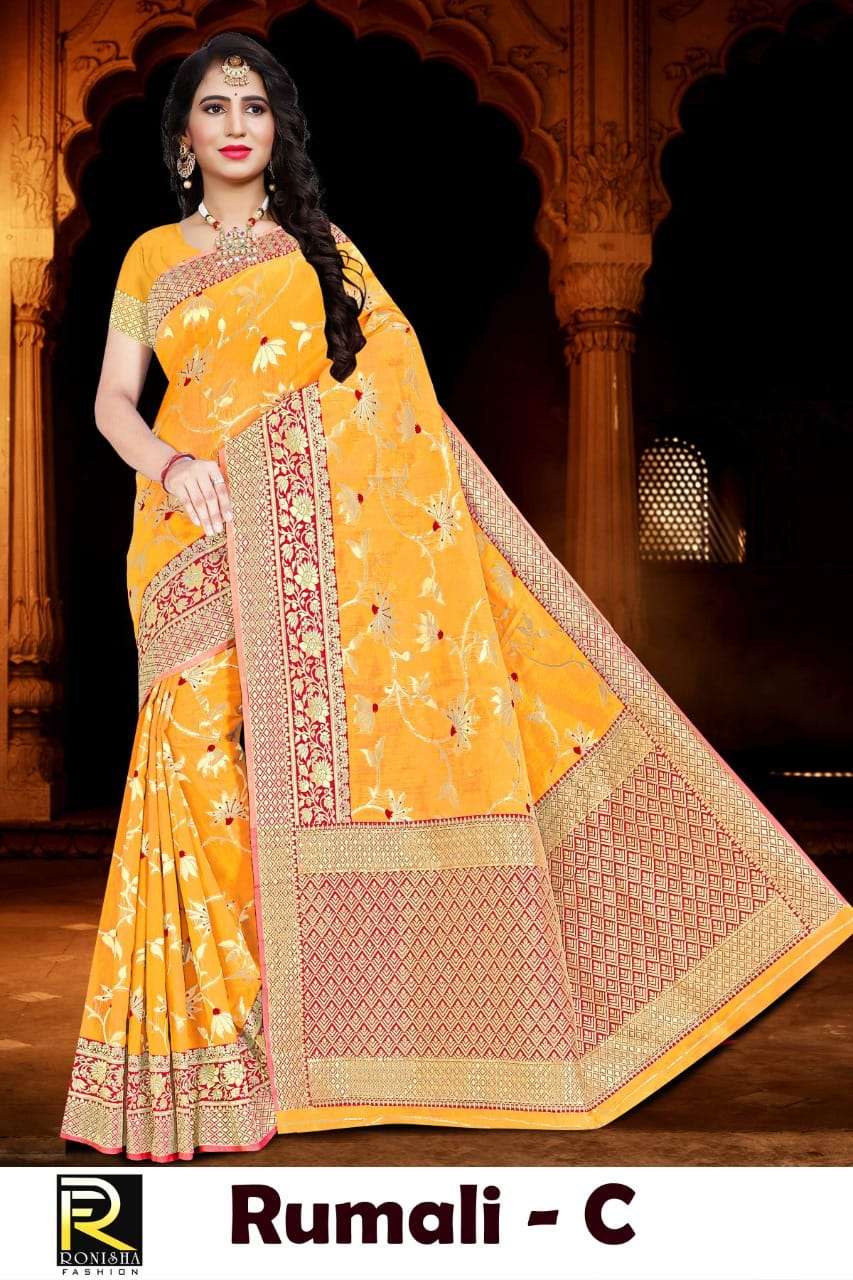 RUMALI BY RONISHA FASHION A TO E SERIES INDIAN TRADITIONAL WEAR COLLECTION BEAUTIFUL STYLISH FANCY COLORFUL PARTY WEAR & OCCASIONAL WEAR SOFT COTTON SAREES AT WHOLESALE PRICE