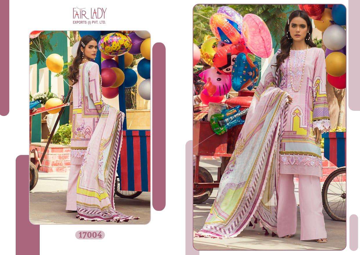 AYESHA ZARA PREMIUM LAWN COLLECTION BY FAIR LADY 17001 TO 17005 SERIES BEAUTIFUL ANARKALI SUITS STYLISH FANCY COLORFUL PARTY WEAR & ETHNIC WEAR LAWN COTTON PRINT WITH EMBROIDERED DRESSES AT WHOLESALE PRICE