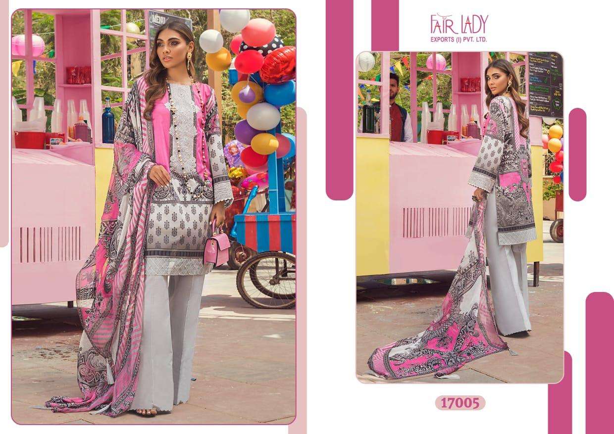 AYESHA ZARA PREMIUM LAWN COLLECTION BY FAIR LADY 17001 TO 17005 SERIES BEAUTIFUL ANARKALI SUITS STYLISH FANCY COLORFUL PARTY WEAR & ETHNIC WEAR LAWN COTTON PRINT WITH EMBROIDERED DRESSES AT WHOLESALE PRICE