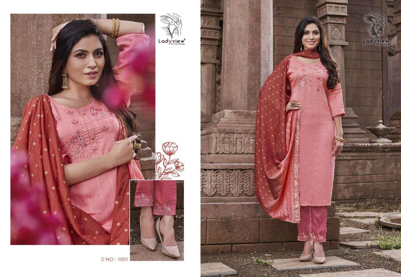 SUNDRA BY LADY VIEW 1001 TO 1004 SERIES BEAUTIFUL SUITS COLORFUL STYLISH FANCY CASUAL WEAR & ETHNIC WEAR NYLON VISCOSE DRESSES AT WHOLESALE PRICE