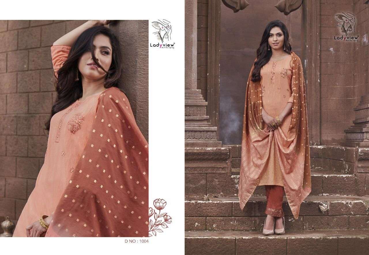 SUNDRA BY LADY VIEW 1001 TO 1004 SERIES BEAUTIFUL SUITS COLORFUL STYLISH FANCY CASUAL WEAR & ETHNIC WEAR NYLON VISCOSE DRESSES AT WHOLESALE PRICE