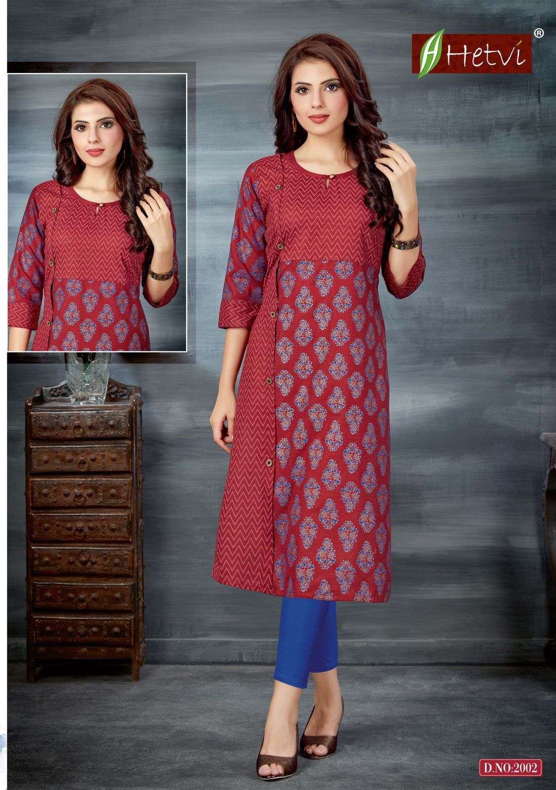EXCELLENT VOL-5 BY HETVI 2001 TO 2006 SERIES BEAUTIFUL STYLISH FANCY COLORFUL CASUAL WEAR & ETHNIC WEAR & READY TO WEAR RUBY COTTON PRINT KURTIS AT WHOLESALE PRICE