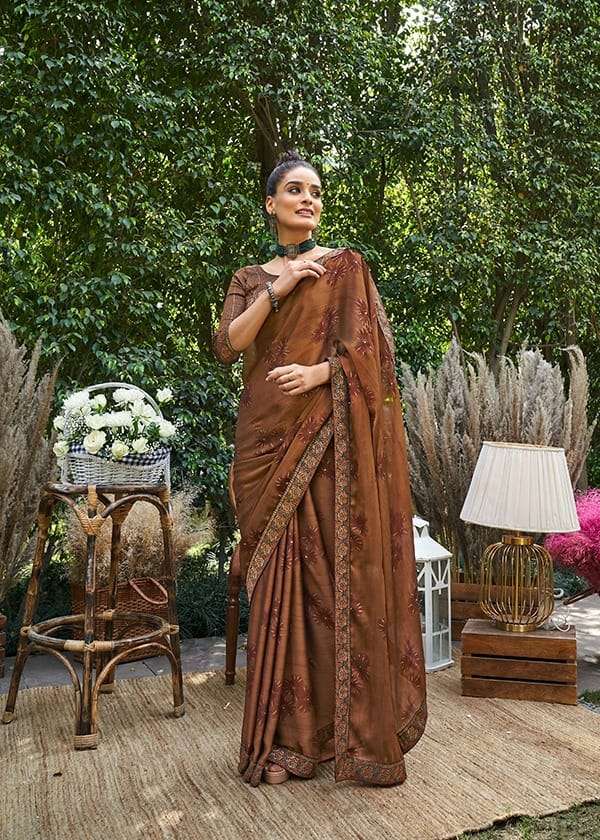 AMRITA BY ANTRA 72921 TO 72930 SERIES INDIAN TRADITIONAL WEAR COLLECTION BEAUTIFUL STYLISH FANCY COLORFUL PARTY WEAR & OCCASIONAL WEAR MOSS FOIL PRINT SAREES AT WHOLESALE PRICE