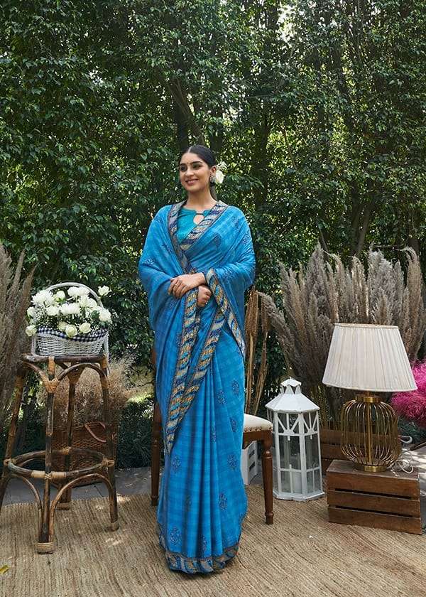 AMRITA BY ANTRA 72921 TO 72930 SERIES INDIAN TRADITIONAL WEAR COLLECTION BEAUTIFUL STYLISH FANCY COLORFUL PARTY WEAR & OCCASIONAL WEAR MOSS FOIL PRINT SAREES AT WHOLESALE PRICE