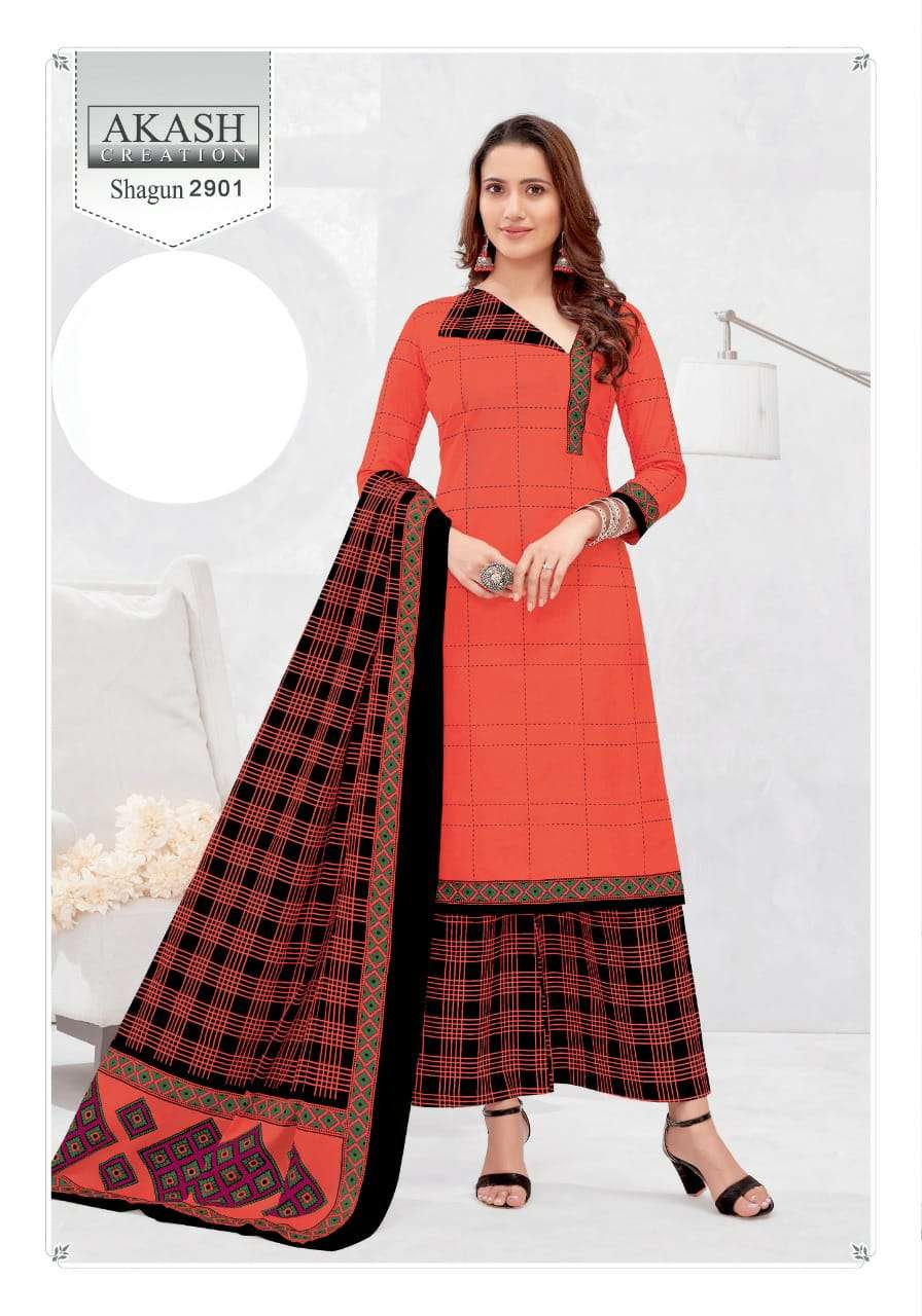 SHAGUN VOL-29 BY AKASH CREATION 2901 TO 2925 SERIES BEAUTIFUL SUITS COLORFUL STYLISH FANCY CASUAL WEAR & ETHNIC WEAR PURE COTTON DRESSES AT WHOLESALE PRICE