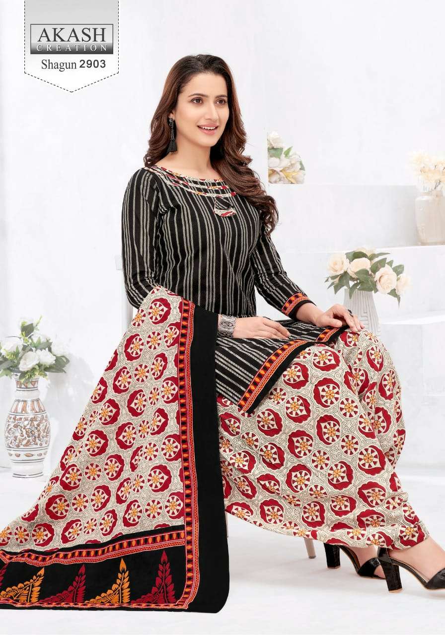 SHAGUN VOL-29 BY AKASH CREATION 2901 TO 2925 SERIES BEAUTIFUL SUITS COLORFUL STYLISH FANCY CASUAL WEAR & ETHNIC WEAR PURE COTTON DRESSES AT WHOLESALE PRICE
