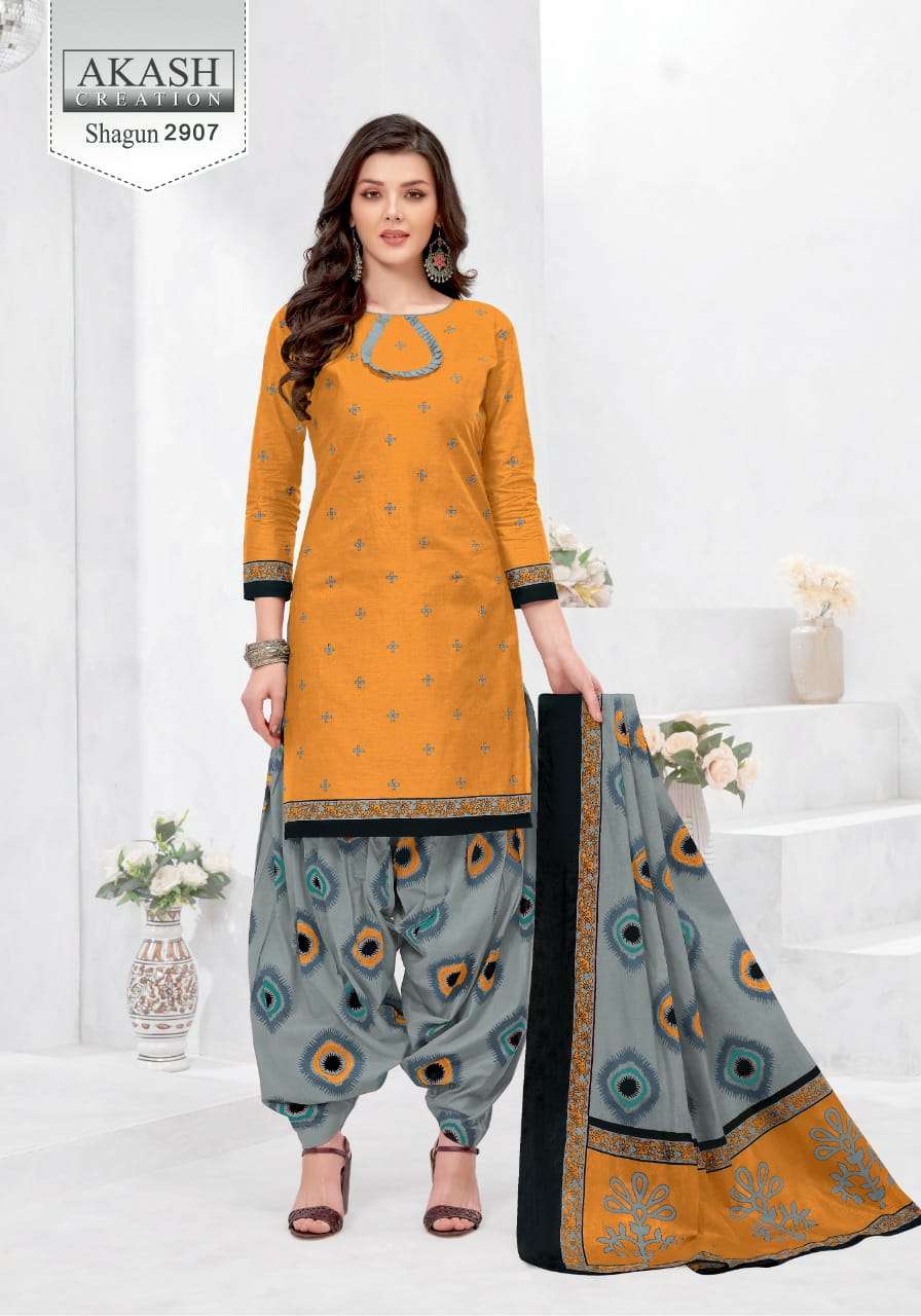 SHAGUN VOL-29 BY AKASH CREATION 2901 TO 2925 SERIES BEAUTIFUL SUITS COLORFUL STYLISH FANCY CASUAL WEAR & ETHNIC WEAR PURE COTTON DRESSES AT WHOLESALE PRICE