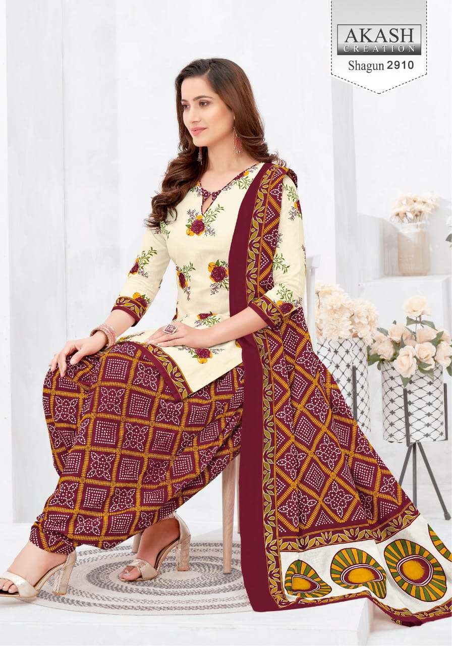 SHAGUN VOL-29 BY AKASH CREATION 2901 TO 2925 SERIES BEAUTIFUL SUITS COLORFUL STYLISH FANCY CASUAL WEAR & ETHNIC WEAR PURE COTTON DRESSES AT WHOLESALE PRICE