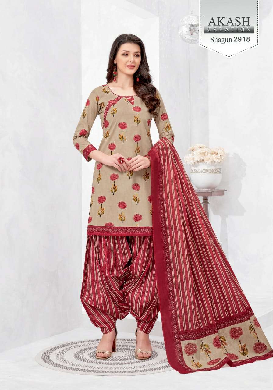 SHAGUN VOL-29 BY AKASH CREATION 2901 TO 2925 SERIES BEAUTIFUL SUITS COLORFUL STYLISH FANCY CASUAL WEAR & ETHNIC WEAR PURE COTTON DRESSES AT WHOLESALE PRICE