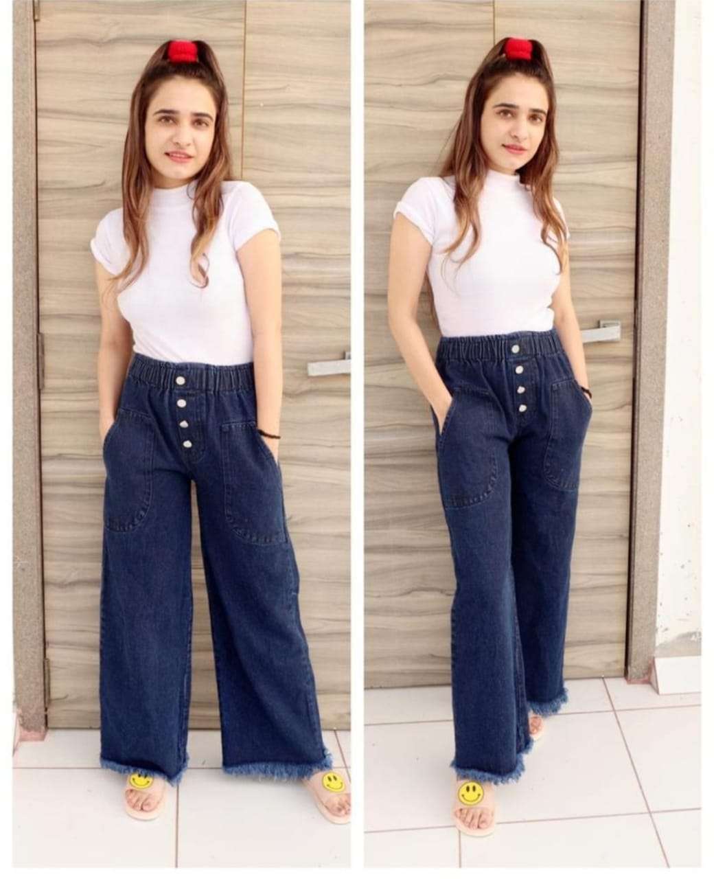 DENIM PLAZO PANTS BY KAAMIRI 01 TO 08 SERIES BEAUTIFUL STYLISH FANCY COLORFUL PARTY WEAR & ETHNIC WEAR DENIM PANTS AT WHOLESALE PRICE