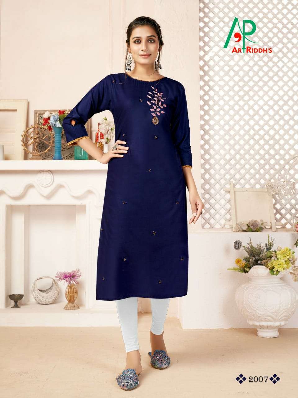 SHRI LEKHA BY ART RIDDHS 2001 TO 2008 SERIES DESIGNER STYLISH FANCY COLORFUL BEAUTIFUL PARTY WEAR & ETHNIC WEAR COLLECTION COTTON VISCOSE KURTIS AT WHOLESALE PRICE