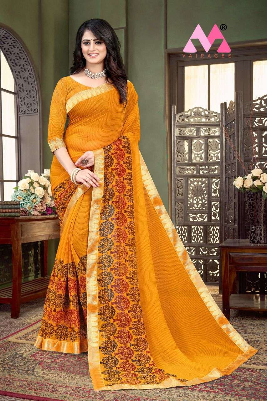 LAKSHMINATH VOL-3 BY VAIRAGEE 301 TO 304 SERIES INDIAN TRADITIONAL WEAR COLLECTION BEAUTIFUL STYLISH FANCY COLORFUL PARTY WEAR & OCCASIONAL WEAR SOFT CHIFFON SAREES AT WHOLESALE PRICE